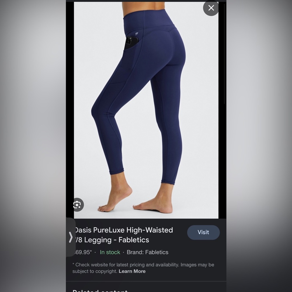 Fabletics Oasis PureLuxe High-Waisted 7/8 Legging Navy 2X